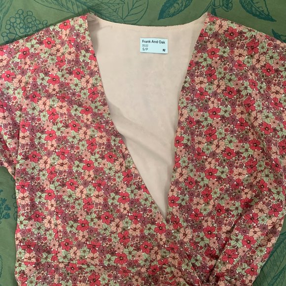 Frank and Oak Summer Garden Floral Wrap Dress size Small - Picture 2 of 5